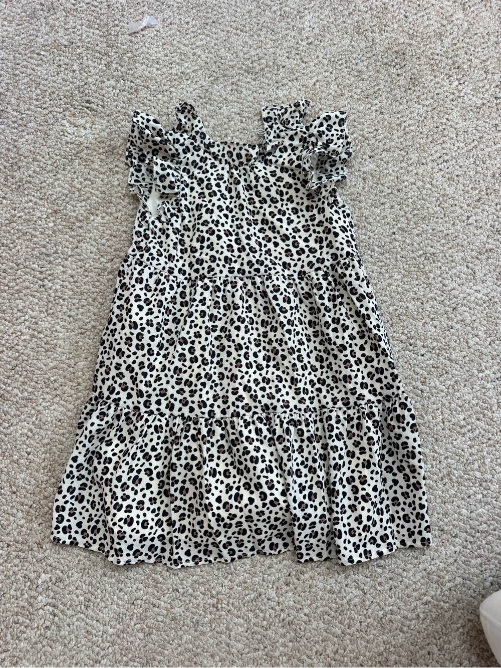Janie and Jack Cream and Black Leopard Ruffle Sundress